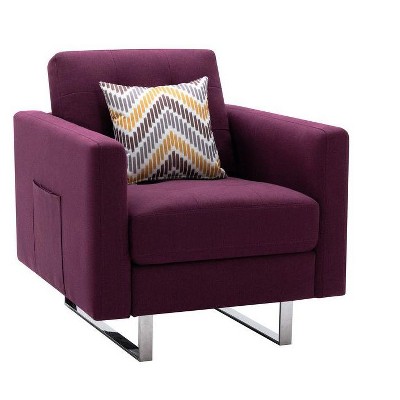 NicBex Linen Accent Chair,Upholstered Living Room Chairs with Tufted Cushions and Metal Legs,Modern Armchair,Accent Chairs for Living Room