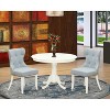 3-Piece Linen White Finish Solid Wood Top - Dining Room Set - Seats 4 - 2 of 4