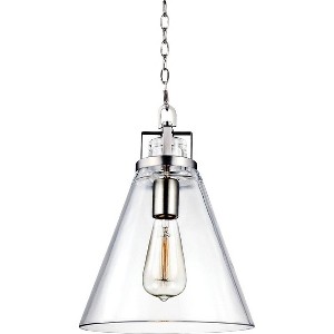 Generation Lighting Frontage 10" Satin Nickel and Glass Mini Pendant - 1 of 2