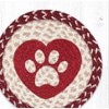 Earth Rugs Heart Paw Round Trivet – 10"x10" Braided Natural Fiber Hot Pad with Pet Lover Heart and Paw Print Design - 2 of 3