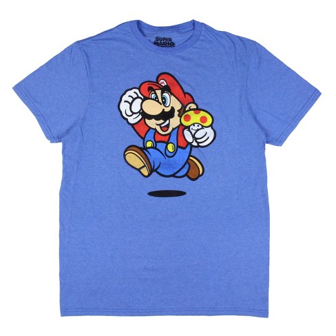 Super Mario Men's Distressed Mario Holding Mushroom Retro Video Game T ...