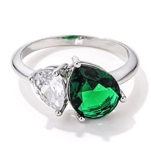 Slickblue Timeless 2.75ct Rhodium Plated Toi et Moi Engagement Ring, Sparkling Pear Cut CZ Stones, Color & Size Options - 1 of 3