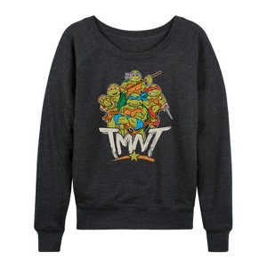 Women's - Teenage Mutant Ninja Turtles - Rebel Road Group Lightweight French Terry Wide Neck Long Sleeve Shirt - 1 of 4