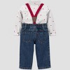 Carter's Just One You® Baby Boys' 2pc Striped Heart Button-Down Shirt and Denim Suspender Set - Blue/Gray - 3 of 4