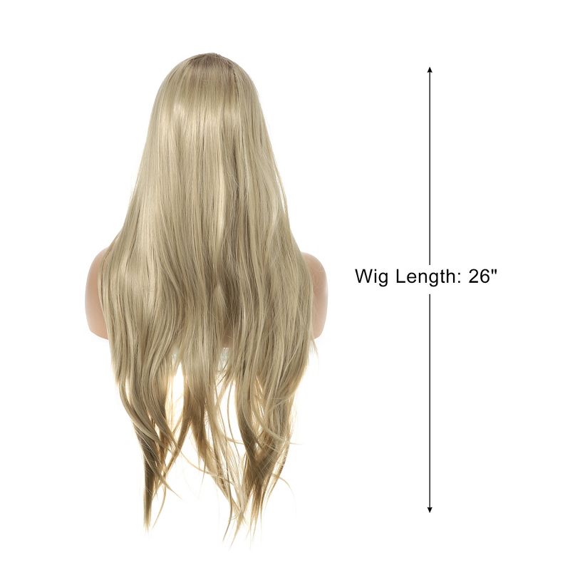 Unique Bargains Women's Long Straight Hair Lace Front Wigs with Wig Cap 26" Gold Tone 1 Pc, 2 of 7