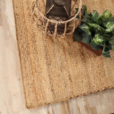 Handwoven Natural Jute Rectangle Rug, 4' x 6', Beige