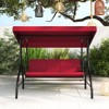 Costway 3-Seat Patio Swing with Canopy with Removable Cushions & Side Pockets Stand Black/Gray/Red/Brown/Beige - 4 of 4
