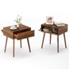 Hidden Compartment Nightstands, Mid Century Modern Concealment Furniture, Bedside Table with Wood Legs, End Table with Storage Drawer for Bedroom - 2 of 4