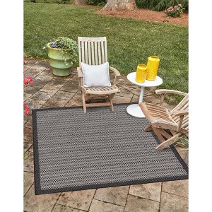 Unique Loom    Outdoor Border Checkered Area Rug - 1 of 4