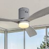 YUHAO 52 Inch Matte Gray Flush Mount Noiseless Reversible DC Motor Ceiling Fan With Light and Remote Control - 2 of 4