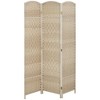HOMCOM 3 Panel Room Divider, 6' Tall Folding Privacy Screen, Hand-Woven Freestanding Wood Partition for Home Office, Bedroom, Washed Oak - 4 of 4