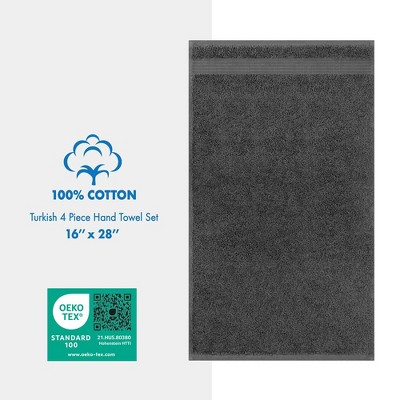 Dark Gray Turkish Cotton 4-Piece Hand Towel Set