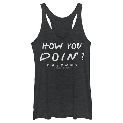 Women's Friends Joey How You Doin' Racerback Tank Top - Black Heather ...