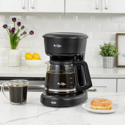 Sleek 12-Cup Black Coffee Maker with Water Filtration System
