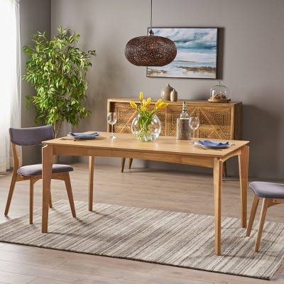 59'' W Mid Century Modern Rectangle Dining Table,Wooden Dining Table with Walnut Veneer,4-6 Seater Kitchen Dining Room Table-Coolbibila