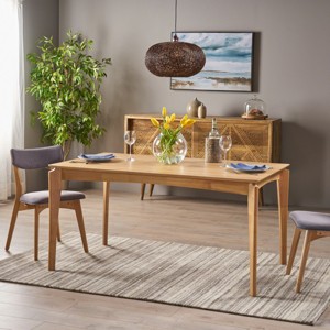 59'' W Mid Century Modern Rectangle Dining Table,Wooden Dining Table with Walnut Veneer,4-6 Seater Kitchen Dining Room Table-Coolbibila - 1 of 4