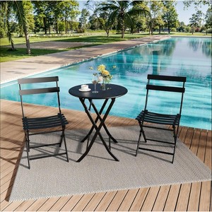 Garvee 3-Piece Outdoor Bistro Set – Folding Metal Table and Chairs for Small Spaces, Ideal for Indoor and Outdoor Use, White - 1 of 4