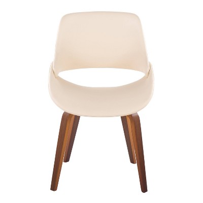 Set of 2 Cream Faux Leather Mid-Century Modern Dining Chairs
