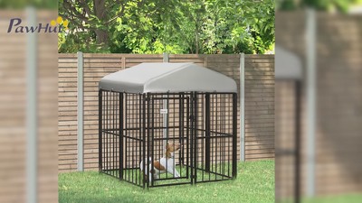 PawHut Black Heavy-Duty Metal Outdoor Dog Playpen with Cover