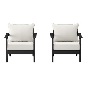 WestinTrends Avalon Outdoor Modern HDPE Patio Club Chairs with Deep Seat Cushions (Set of 2) - 1 of 4