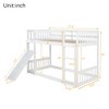 VYNXARIA Twin Over Twin Floor Bunk Bed, Playhouse Floor Bunk Bed with Climbing Ramp, Ladder, Safety Guardrails,White - 3 of 4
