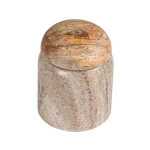 Storied Home Modern Marble Canister with Wood Lid - 1 of 4