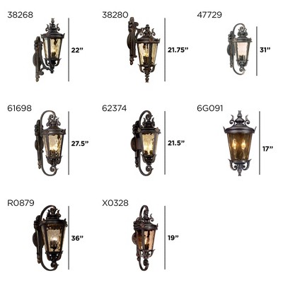 Marseille Rustic Bronze 21.5" Outdoor Wall Light with Champagne Hammered Glass
