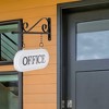 AuldHome Wall-Mounted Metal Office Entrance Sign, Farmhouse Enamelware 2-Sided Reception Sign - 2 of 4