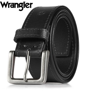 Wrangler Men's Casual Everyday Classic Top-Grain Leather Belt for Mens Jeans & Pants, Branded Belt Male Accessories, Gift for Mens Boyfriend Husband - 1 of 4