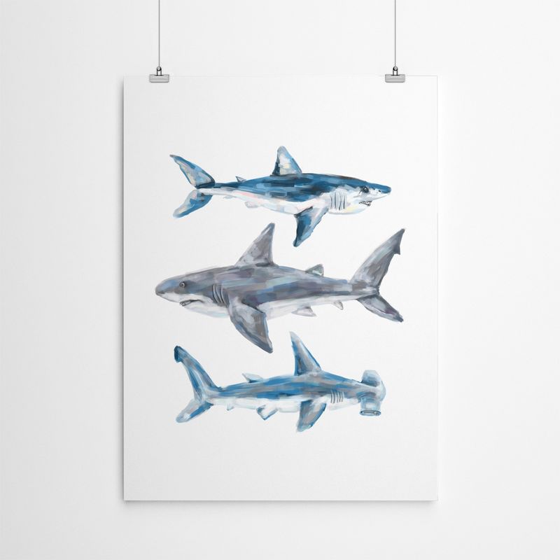 Americanflat Animal Minimalist Painted Shark Trio 1 By Jetty Home Poster Art Print, 4 of 7