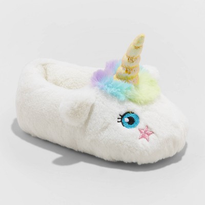 white unicorn slippers