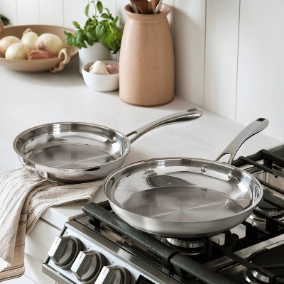 Cuisinart Classic 10 & 12 Stainless Steel 2pk Skillet Set Silver