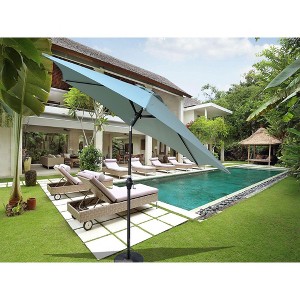 Okak 9FT Patio Umbrella with Crank and Push-Button Tilt, Beach Umbrella with 6 Metal Rids, UV-Production Parasol for Garden, Yard - 1 of 4