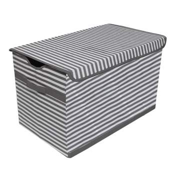 Bacati - Pin Stripes white/Gray Storage Toy Chest