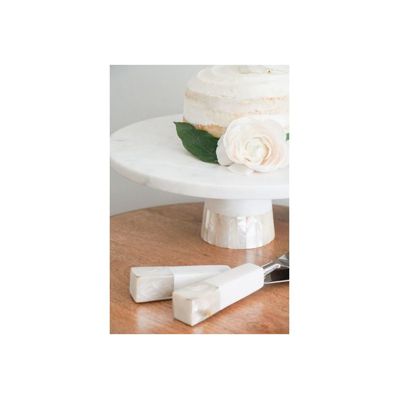 Mother of Pearl White Marble Cake Stand - Anaya, 3 of 6
