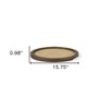 HomeRoots 16" Brown And Natural Solid Wood And Wicker Handmade Round Serving Tray - 3 of 4