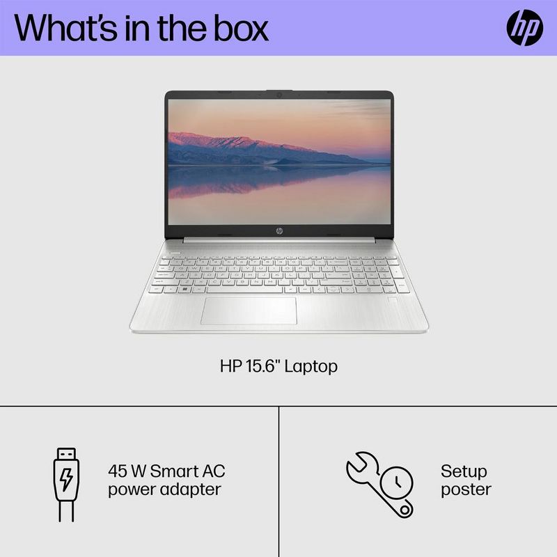 HP Essential 15 Laptop, 15.6" FHD Touchscreen, AMD Ryzen 7 5700U, AMD Radeon Graphics, 16GB RAM, 512GB PCIe SSD, Wi-Fi 5, Windows 11 Home, Silver, 4 of 7