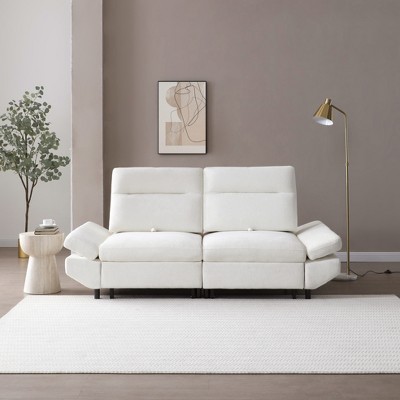 TiramisuBest 3-in-1 Sleeper Sofa Bed with Pull-Out Couch and Linen Chaise, Comfortable Sofa Sleeper for Living Room,Beige