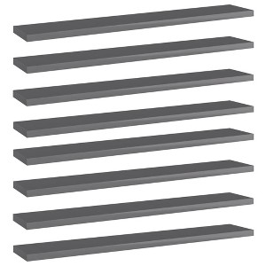vidaXL Bookshelf Boards 8 pcs High Gloss Gray 23.6"x3.9"x0.6" Engineered Wood - 1 of 4