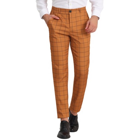 Lars Amadeus Men's Plaid Dress Pants Casual Slim Fit Checkered Business  Trousers