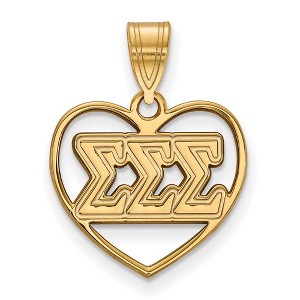 Black Bow Jewelry 14k Yellow Gold Plated Sterling Silver Sigma Sigma Sigma Greek Life Pendant - 1 of 3