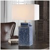 Uttermost Modern Table Lamp 26 3/4" High Sapphire Blue Glaze Ceramic White Linen Rectangular Shade for Living Room Bedroom House - 2 of 2