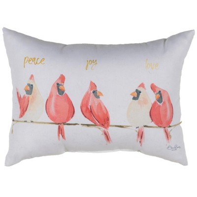 Manual Woodworkers & Weavers Christmas Pillow – Cardinals Peace Joy Love 18x13 inch