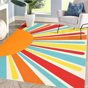 Coucheta Area Rug Machine Washable Non-Slip Modern Minimalist Accent Carpet for Living Room Bedroom Entryway,Multi-Color & Size - 1 of 4