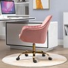 360° Beige Boucle Fabric Swivel Chair With High Back, Adjustable Working Chair With Golden Color Base - 2 of 4