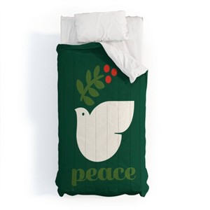 Deny Designs Twin/ Twin Extra Long Carey Copeland Peace Dove Comforter and Pillow Sham Green - 1 of 4