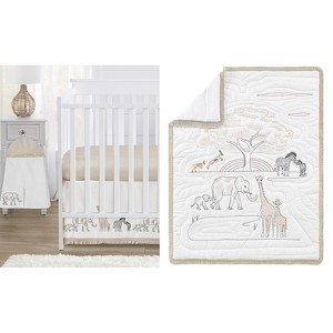 Sweet Jojo Designs Boy or Girl Gender Neutral Unisex Baby Crib Bedding Set - Serengeti Jungle Safari Animals Taupe and Brown 4pc - 1 of 4