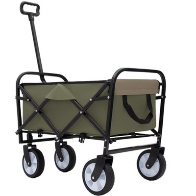 VYNXARIA Minimeetall Strap Collapsible Foldable Wagon Cart with strapping system, Beach Wagon , Utility Cart , Utility Wagon Grocery Cart,Army Green