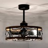 Warehouse Of Tiffany Cornelia 24" Farmhouse Matte Black Finish Fandelier with Remote Control - 2 of 2