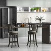 Tangkula 30.5" Swivel Bar Stool Bar Height w/ Curved Backrest & Rubber Wood Legs - 2 of 4